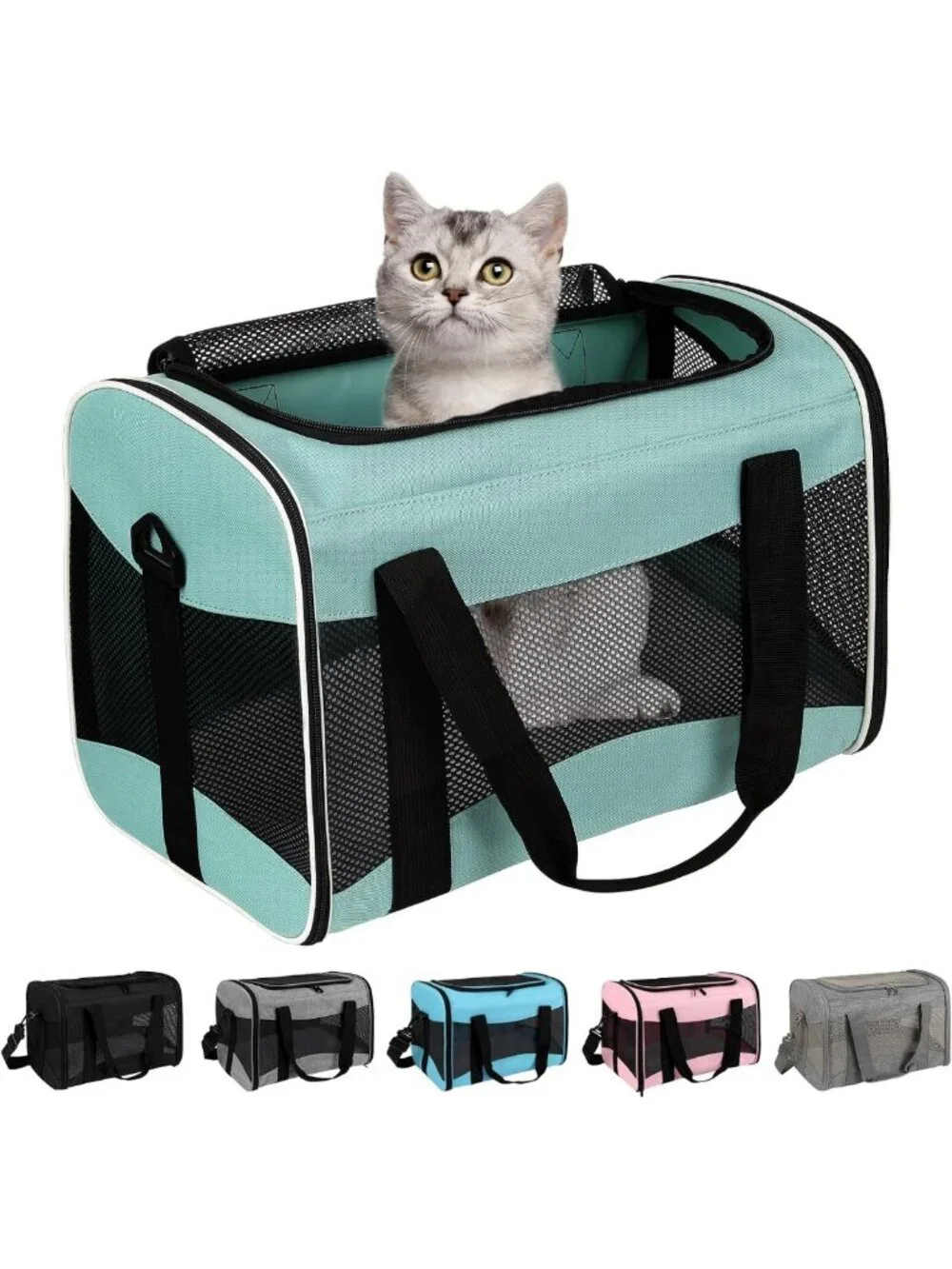 Soft-Sided Pet Carrier for Cats & Small Dogs, TSA Approved, Collapsible Travel